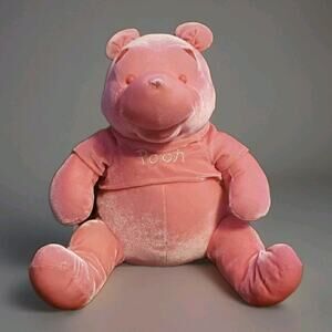 Disney Store Pink Winnie The Pooh Bear Plush 11" Velvet Sweet Tickle Pooh